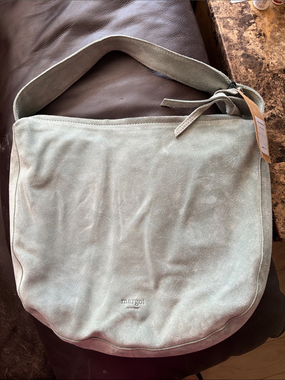 Margot New York Camila Suede Hobo in Light Green (Sage)